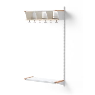 Cloakroom unit JEPPE with 3 cubbys, add-on unit, 1790x900x310 mm, white/birch