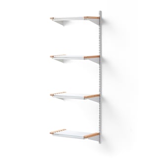 Cloakroom unit JEPPE with 4 shoe shelves, add-on unit, 1790x600x310 mm, white/birch