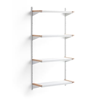 Cloakroom unit JEPPE with 4 shoe shelves, basic unit, 1790x900x310 mm, white/birch