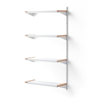 Cloakroom unit JEPPE with 4 shoe shelves, add-on unit, 1790x900x310 mm, white/birch