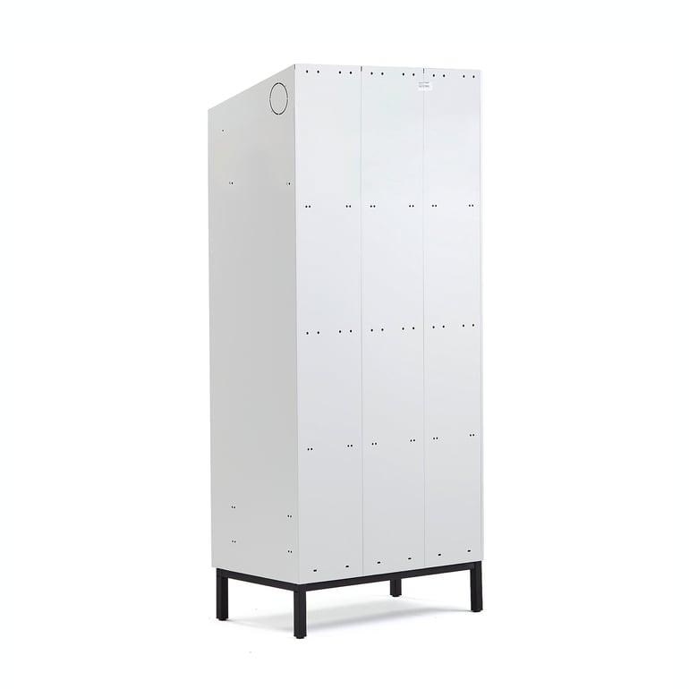 Full length locker CLASSIC, leg frame, 3 modules, 2100x900x550mm, black ...