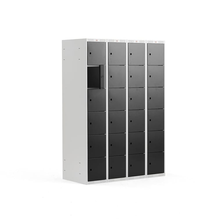 6 door locker CLASSIC, 4 modules, 1740x1200x550 mm, black | AJ Products