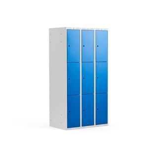3 door locker CLASSIC, 3 modules, 1740x900x550 mm, blue