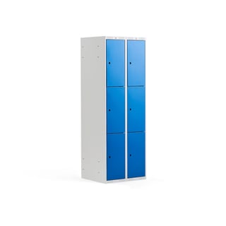 Locker 3-deurs CLASSIC, 2 modules, 1740 x 600 x 550 mm, blauw