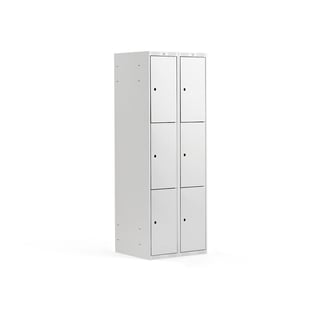 Boxová šatní skříň CLASSIC, 2 sekce, 6 boxů, 1740x600x550 mm, šedá, šedé dveře