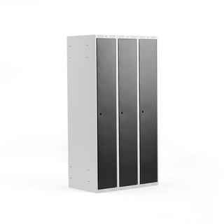 Clothes locker CLASSIC, 3 modules, 1740x900x550 mm, black