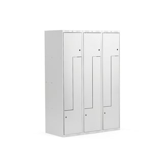 Šatní skříňka CLASSIC Z, 3 sekce, 6 boxů, 1800x1200x500 mm, kovové dveře, šedé