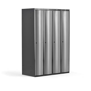 Clothes locker CURVE, 4 modules, 4 doors, 1740x1200x550, light grey