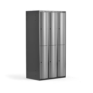 Clothes locker CURVE, 3 modules, 6 doors, 1740x900x550, light grey