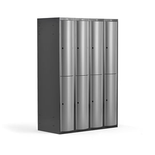 Clothes locker CURVE, 4 modules, 8 doors, 1740x1200x550, light grey