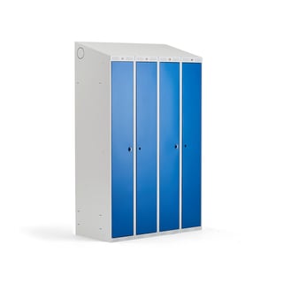 Klädskåp CLASSIC COMBO, 2 sektioner, 4 dörrar, 1900x1200x550 mm, blå