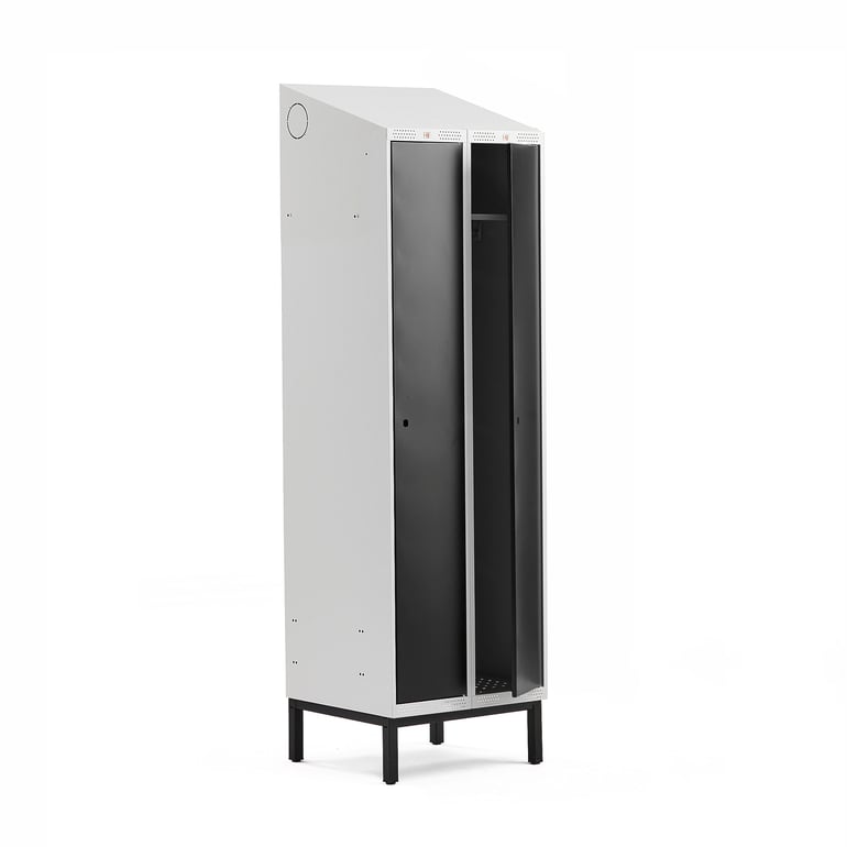Full length locker CLASSIC, leg frame, 2 modules, 2100x600x550mm, black ...