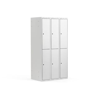 Schließfachschrank CLASSIC, 3 Module/2 Türen, 1740 x 900 x 550 mm, grau