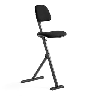 Krzesło do pracy siedząco-stojącej, tkanina, czarny