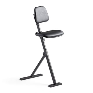 Sit-stand chair, synthetic leather, black