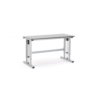 Höj- och sänkbart arbetsbord MOTION, 300 kg, 1500x600 mm, ljusgrå
