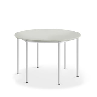 Stół SONITUS, okrągły, Ø1200x720 mm, laminat szary, biały