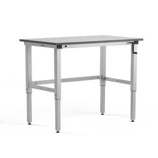 Po višini nastavljiva delovna miza MOTION, ročna, nosilnost 150 kg, 1200x600 mm, siva