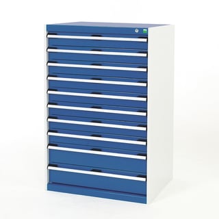 Industrial drawer cabinet BOTT ®, 800x650x1200 mm, 10 drawers