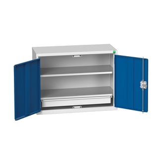 Wall-mounted steel cabinet BOTT ® with drawer, 800x350x600 mm