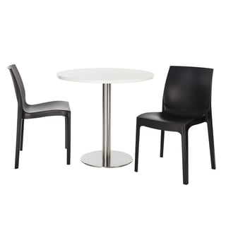 Café package deal ALISON + OLYMPIA, round table and 2 black chairs