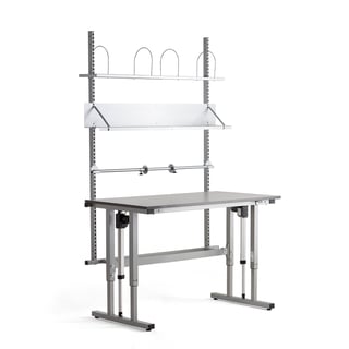 Complete height-adjustable workbench MOTION, electric, 1500x800 mm, grey