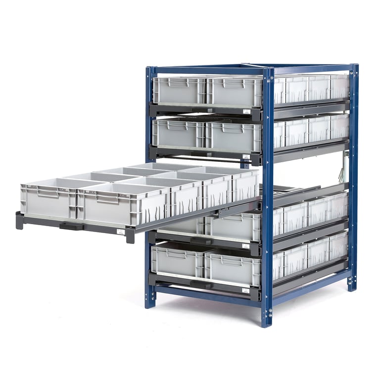 Compact storage module, 150 kg load, with boxes | AJ Products
