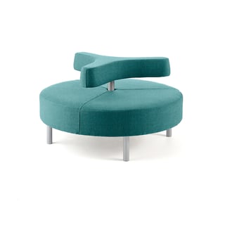 Ottoman DOT with 3-armed backrest, Ø 1300 mm, Zone fabric, turquoise
