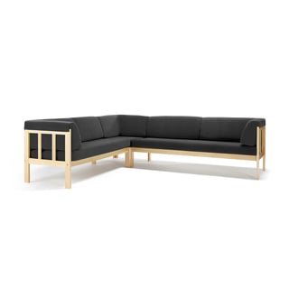 Corner sofa 3x3 KIM, Repetto fabric, grey-black