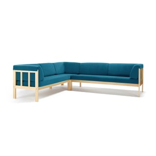 Corner sofa 3x3 KIM, Repetto fabric, aqua blue