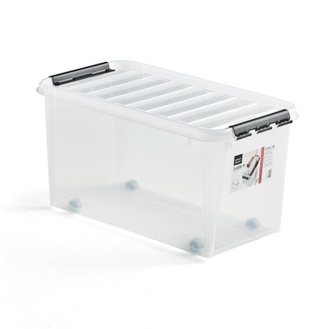 Kunststoffbehälter LEE mit Deckel, 70 l, 720 x 400 x 380, transparent ...