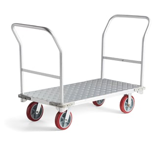 Aluminium platform trolley FREEWAY with two ends, 300 kg load, 610x1260 mm