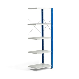 Shelving MIX, add-on section, 1740x600x400 mm, blue, grey