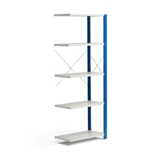 Shelving MIX, add-on section, 2100x800x400 mm, blue, grey