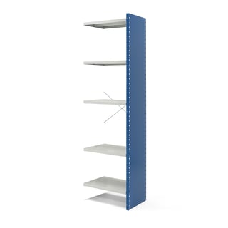 Shelving MIX, add-on section, 2100x600x400 mm, closed end frame, blue, grey