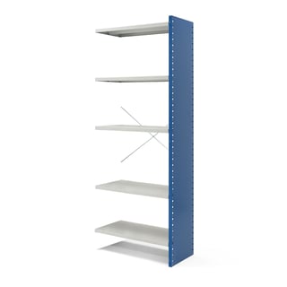 Shelving MIX, add-on section, 2100x800x400 mm, closed end frame, blue, grey