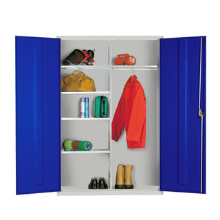 Extra wide clothing and equipment cupboard, 1830x1220x457 mm, blue