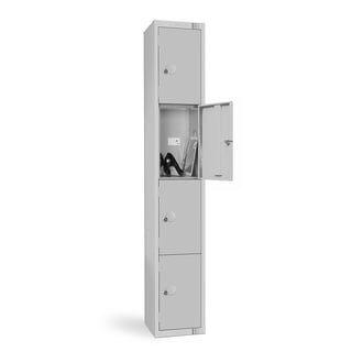 Charging locker, starter unit, 1800x300x330 mm, 4 door, grey