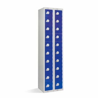 Personal effects locker, floor standing, 1800x450x380 mm, 20 door, blue