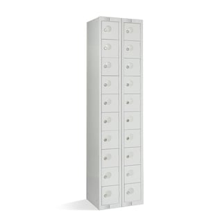 Personal effects locker, floor standing, 1800x450x380 mm, 20 door, grey
