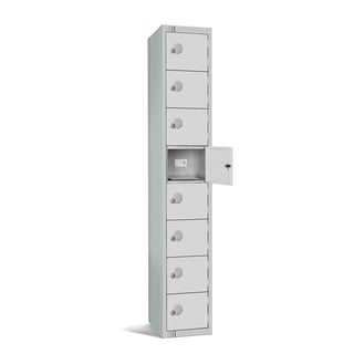 Charging locker, starter unit, 1800x300x480 mm, 8 door, grey