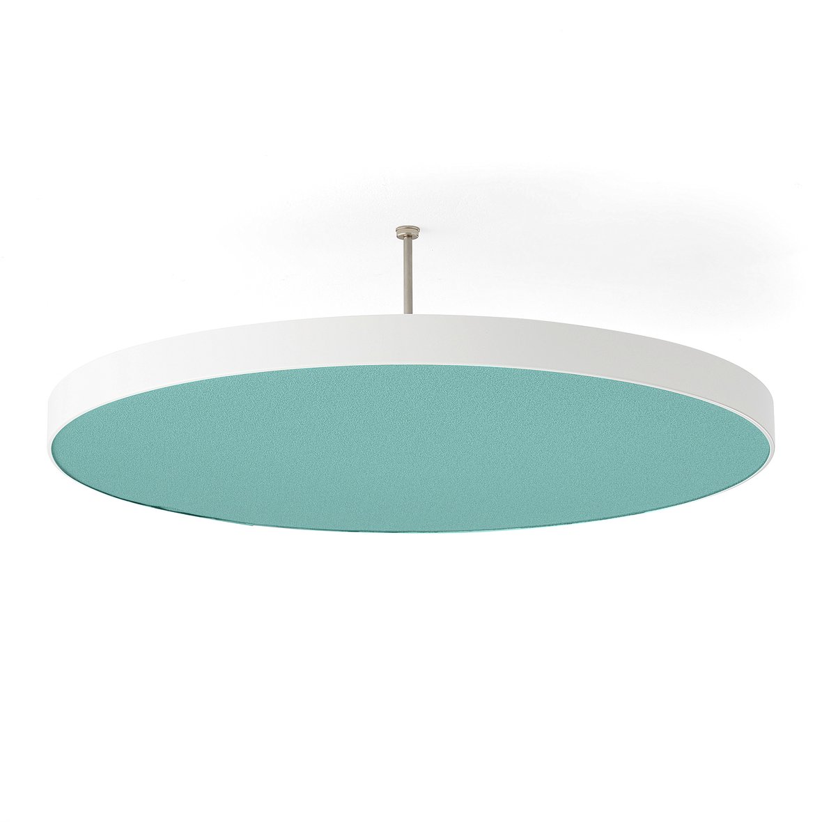 Acoustic ceiling panel GRACE, Ø 780 mm, 200 mm suspension, turquoise