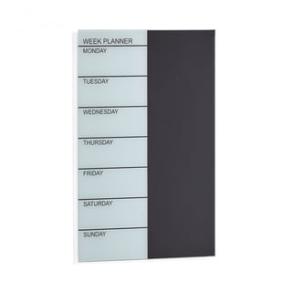 Tedenski planer, stekleni, 400x600 mm, črno/beli