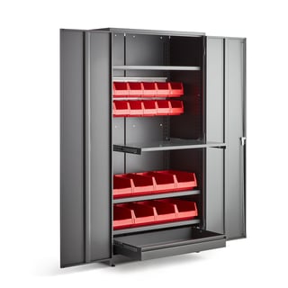 Complete tool cabinet set SUPPLY, key lock, 1900x1020x500 mm, grey