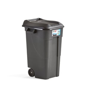 Abfallbehälter LEWIS mit Deckel, 120 Liter, schwarz