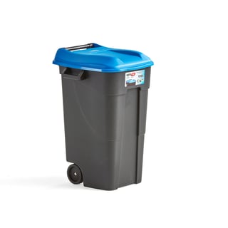 Avfallsbehållare LEWIS med lock, 120 liter, blå