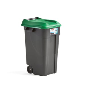 Affaldsbeholder LEWIS med låg, 120 liter, grøn
