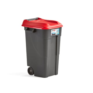Abfallbehälter LEWIS mit Deckel, 120 Liter, rot