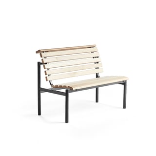 Wooden bench AURORA, 1200x700x900 mm, black frame, birch