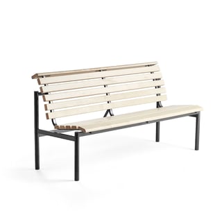 Wooden bench AURORA, 1800x700x900 mm, black frame, birch